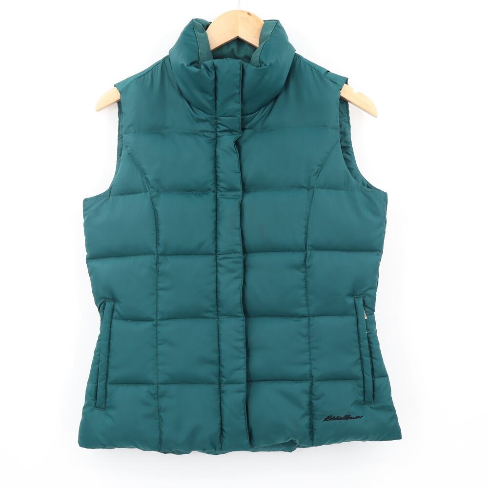 Eddie Bauer Small Premium Goose Down Puffer Vest Emerald Cabin Fall
